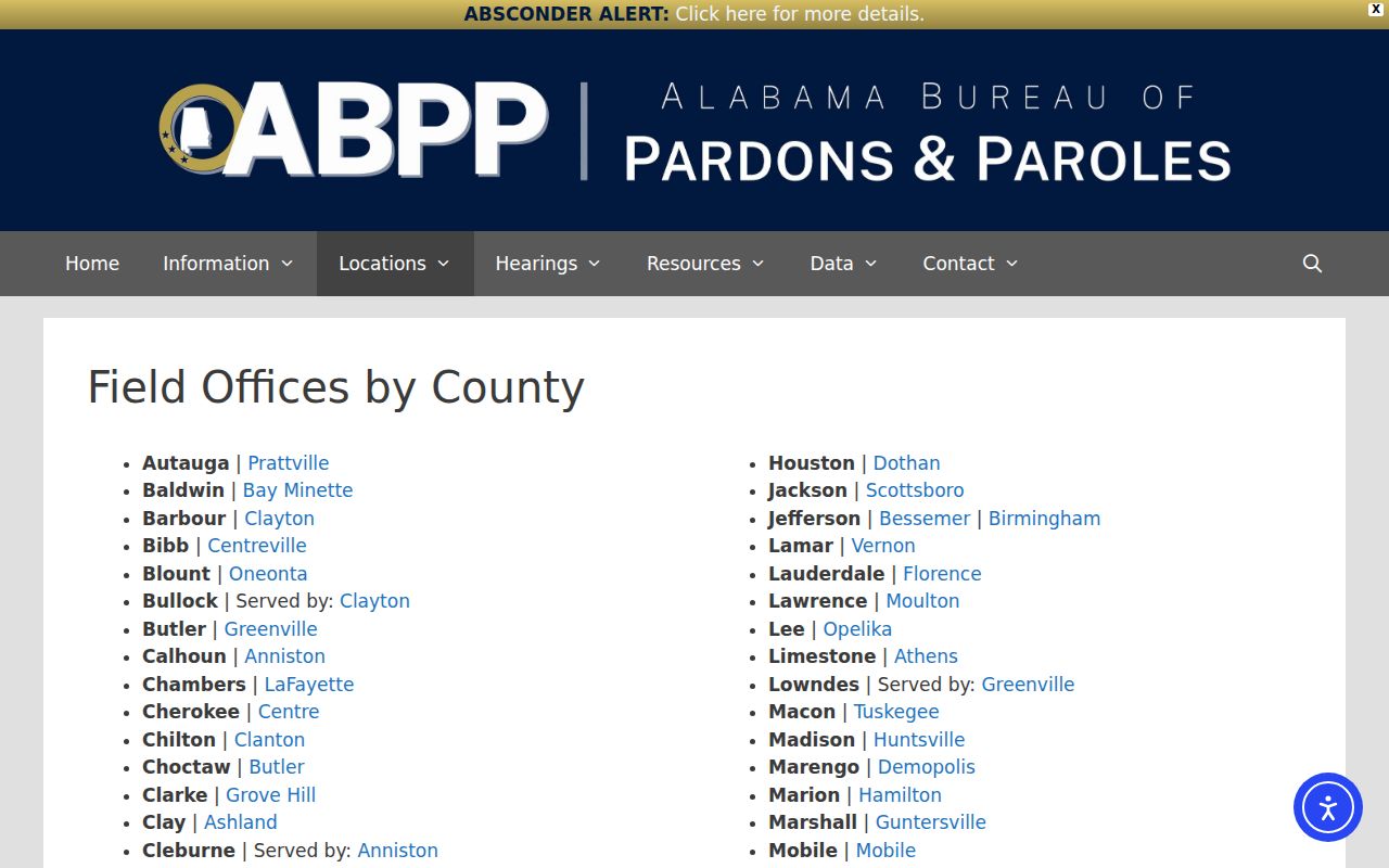 Jefferson County criminal supervision offices in Birmingham and Bessemer
