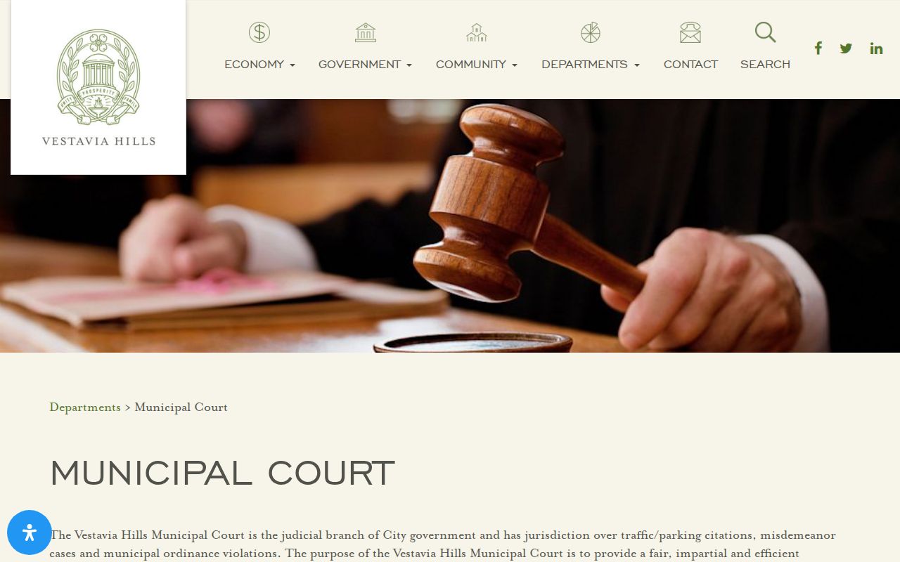Vestavia Hills criminal history Municipal Court page